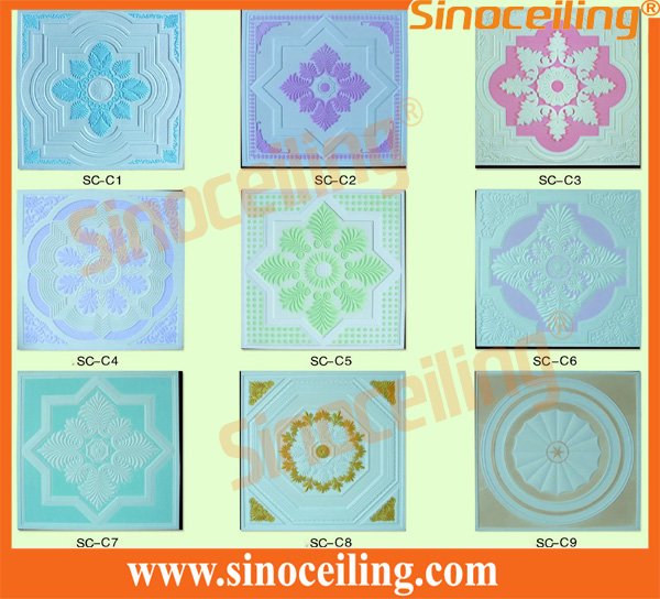 patterns of colorful gypsum ceiling